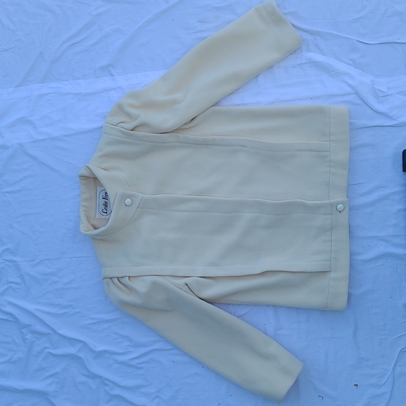 Leslie Fay wool blend cream puffy sleeve coat size 12 vintage - Picture 1 of 10